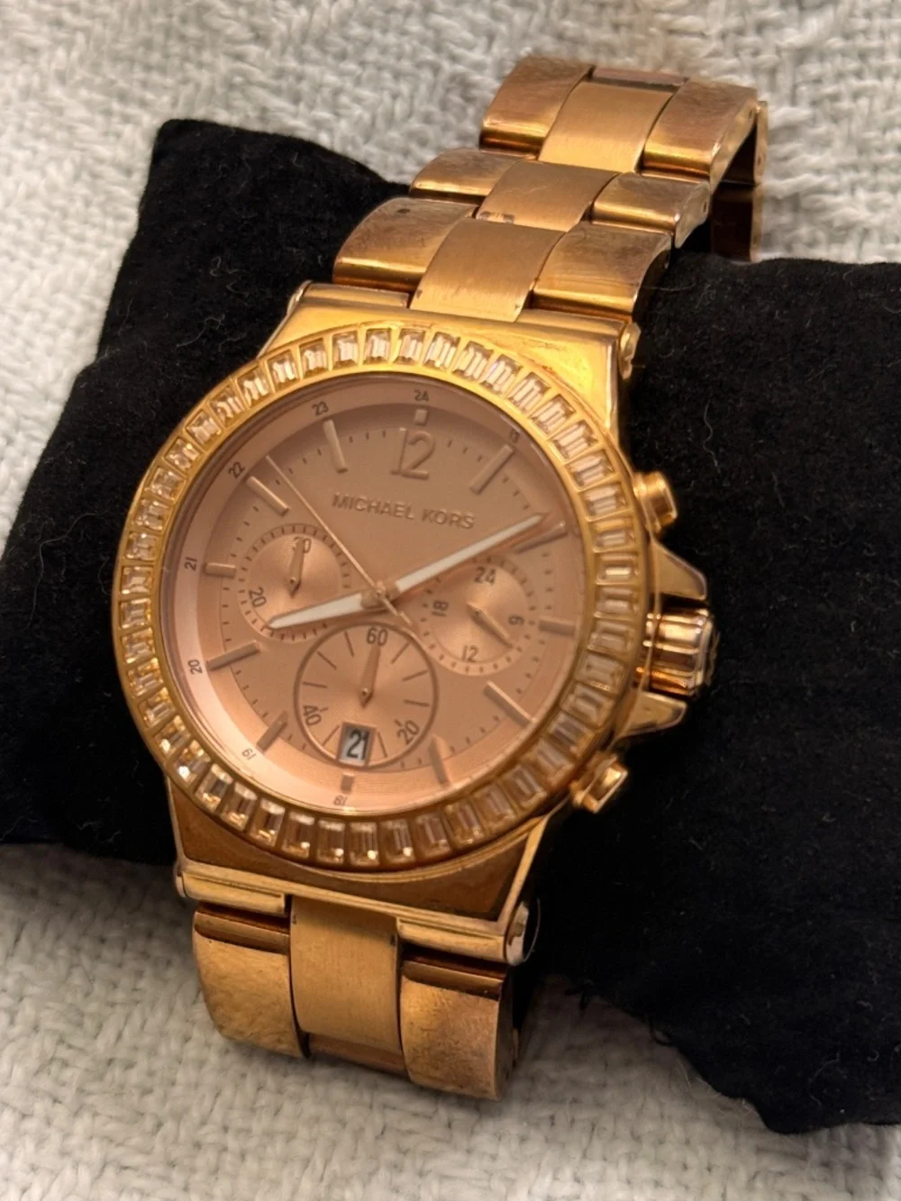 Michael Kors Rose Gold Rhinestone Metal Link Wrist Watch #7